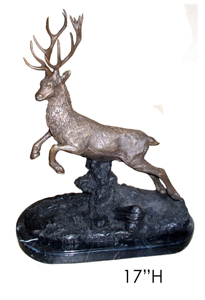 Bronze Prancing Deer Sculpture