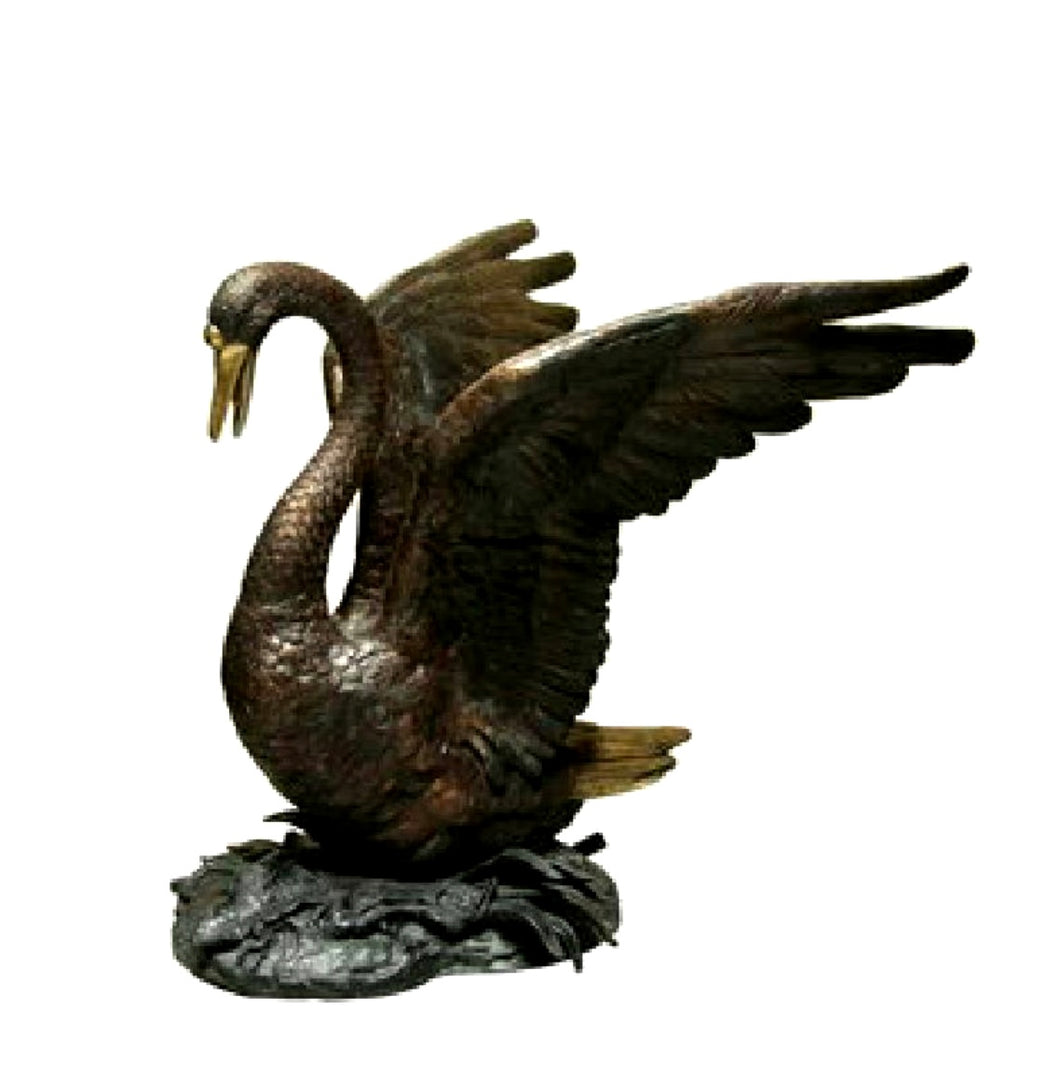 Bronze Swan Fountain Statue with Open Wings