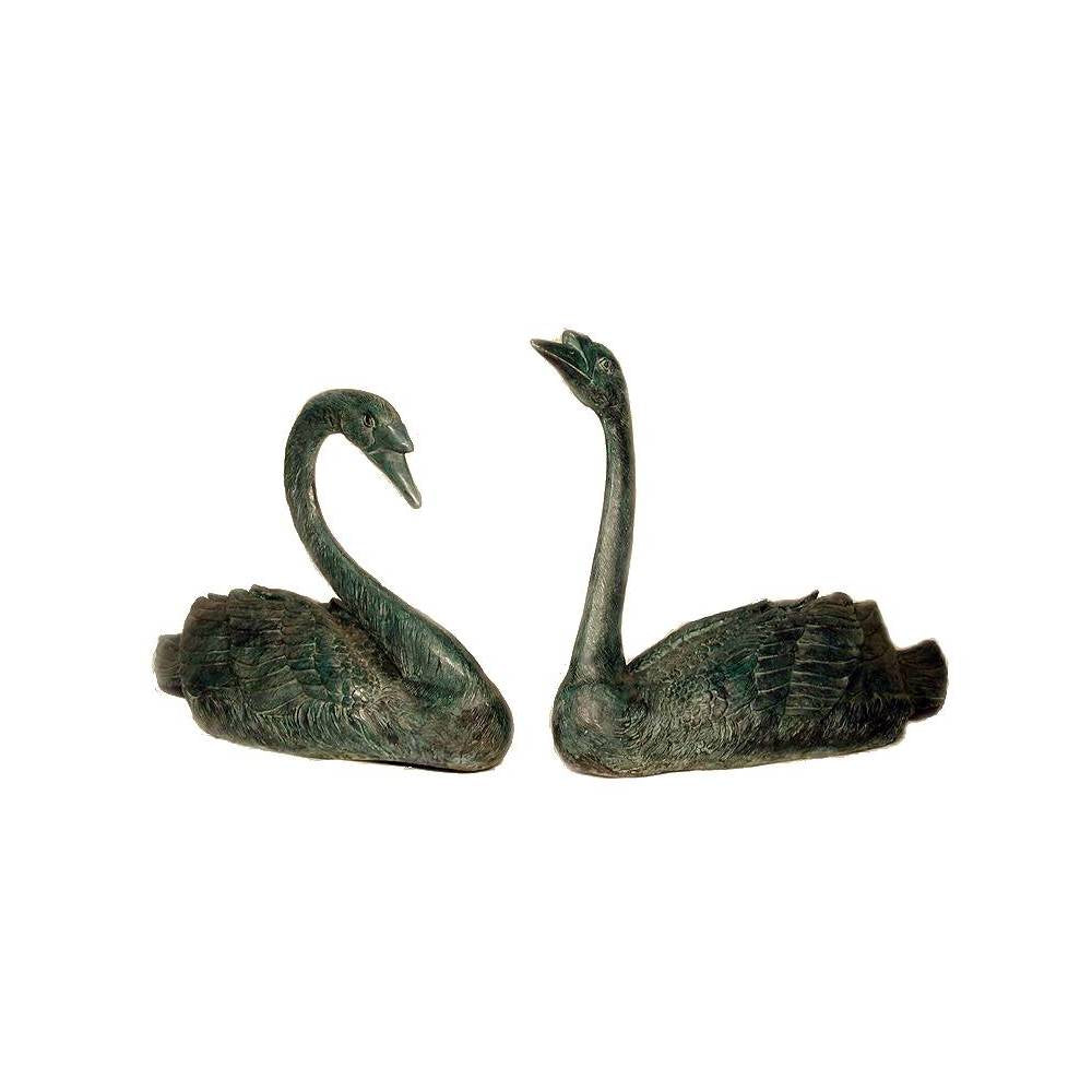 Large Bronze Swan Fountain Sculpture Set