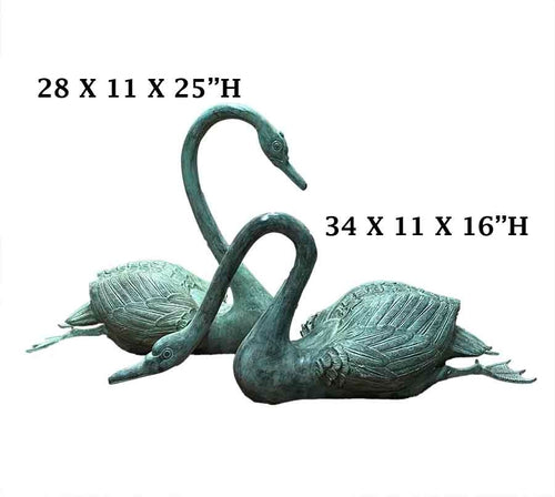 Bronze Swan Statues Set