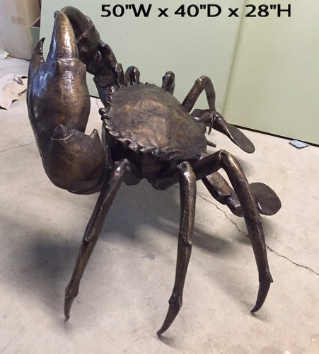 Large Crab Bronze Fountain Statue