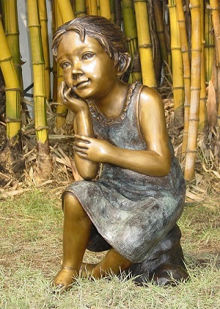 Thinking Girl Bronze Statue