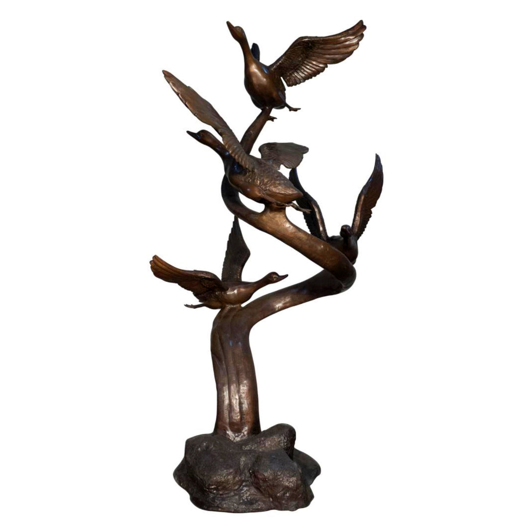 Life Size 4-Duck Bronze Sculpture