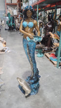 Load image into Gallery viewer, Life Size Bronze Mermaid Fountain Statue with Shell