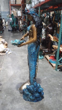 Load image into Gallery viewer, Life Size Bronze Mermaid Fountain Statue with Shell