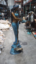 Load image into Gallery viewer, Life Size Bronze Mermaid Fountain Statue with Shell