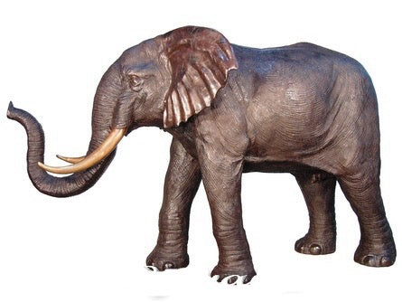 Bronze Life Size Asian Elephant Statue Raising Trunk