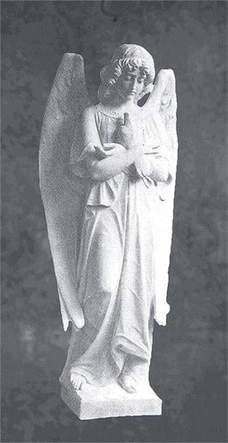 Graceful Angel with Dove Italian Marble Sculpture - 60”H