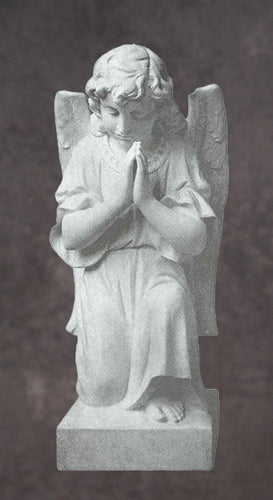 Glorious Kneeling Angel Italian Marble Sculpture - 60”H