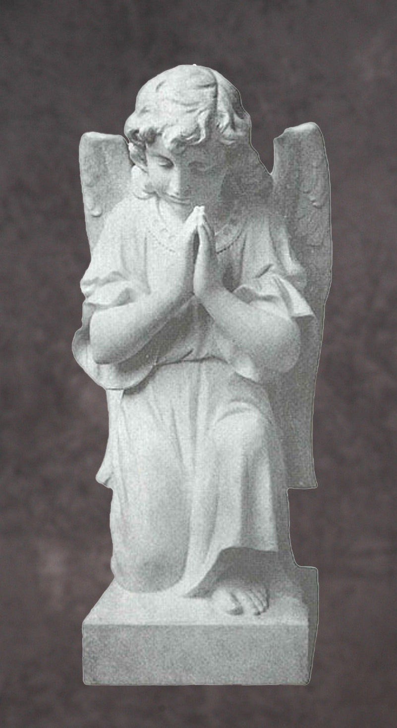 Glorious Kneeling Angel Granite Statue - 36”H