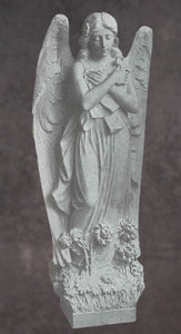 Garden Angel with Cross Italian Marble Sculpture - 36”H