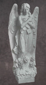 Garden Angel with Cross Italian Marble Sculpture