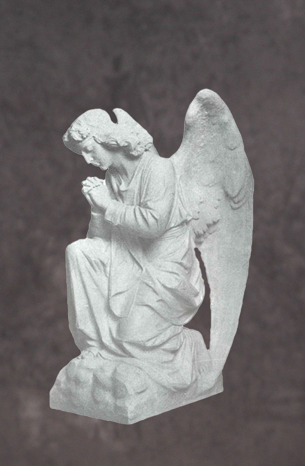 Kneeling Angel of Peace Italian Marble Sculpture - 36”H