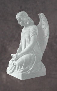 Kneeling Angel with Flowers Marble Sculpture