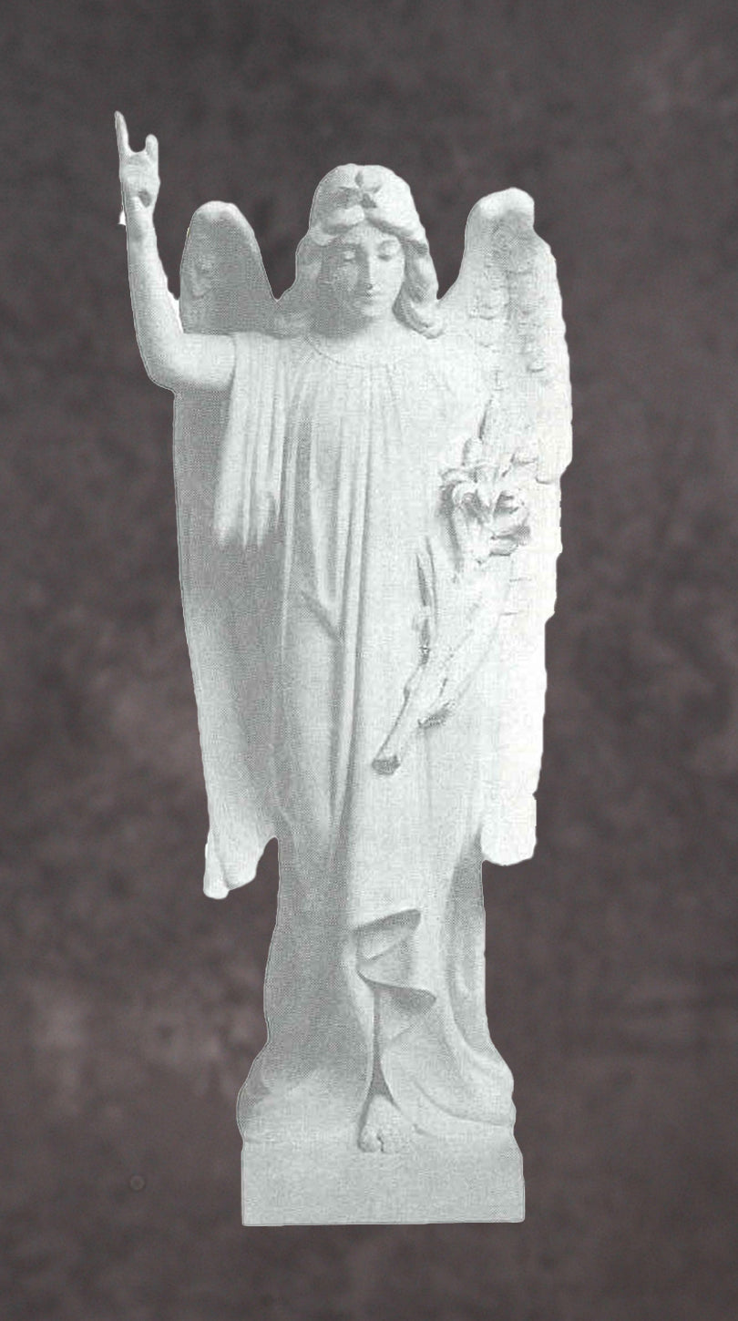 Memorial Angel Holding Lilies Granite Statue