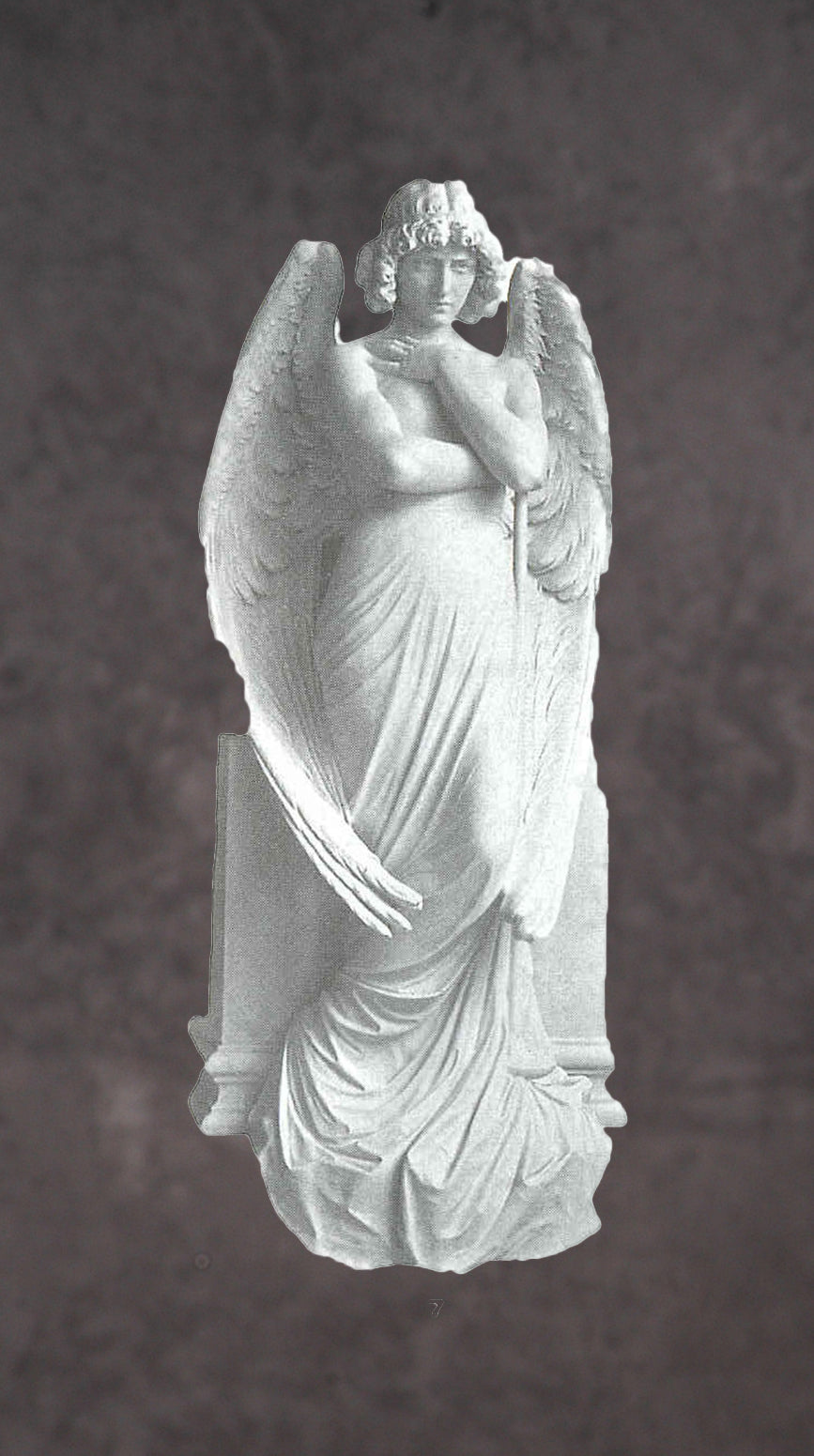 Male Angel Italian Marble Sculpture - 12”H