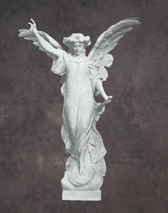 Guardian Angel Italian Marble Sculpture - 36”H