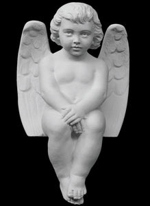 Sitting Angel Marble Statue - 14”H