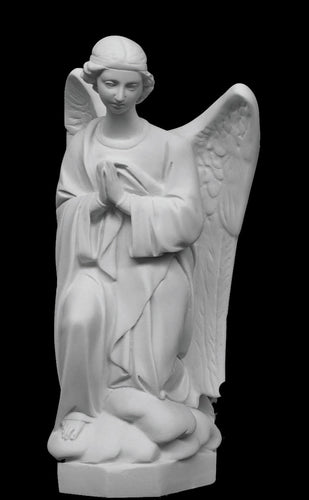 Memorial Kneeling Angel Marble Statue - 18”H