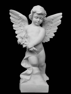 Garden Angel with Flowers Marble Statue - 24”H