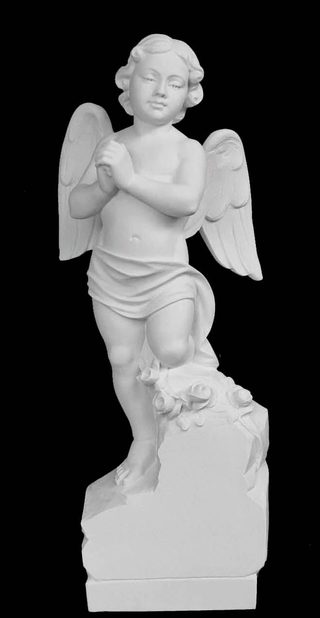 Praying Angel on Cloud Marble Statue - 24”H