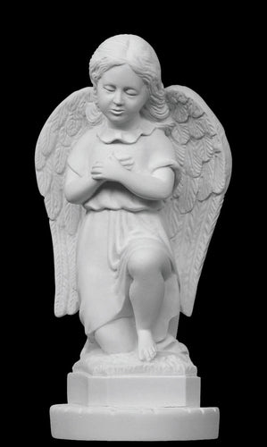 Kneeling Praying Angel Marble Statue - 11”H