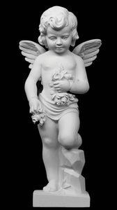 Italian Memorial Angel Marble Statue - 18”H