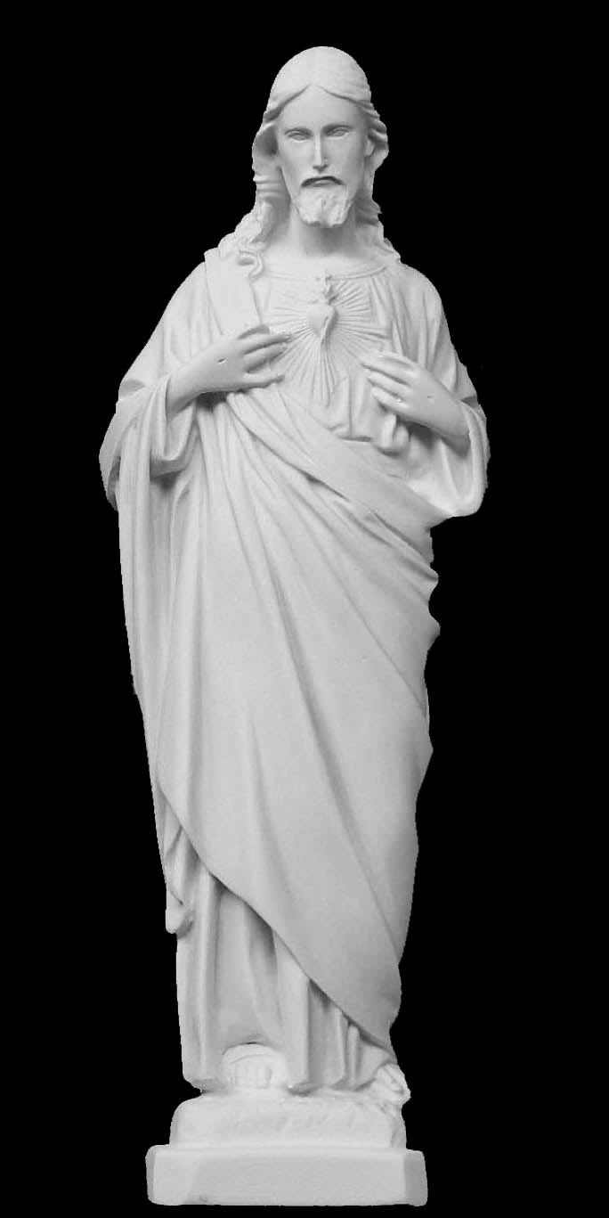 Sacred Heart of Jesus Marble Statue - 16”H