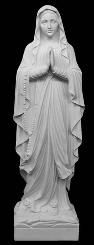 Our Lady of Lourdes Praying Italian Marble Statue - 24”H