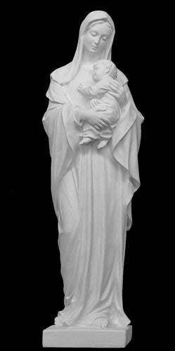 Our Lady with Baby Jesus Italian Marble Statue - 39”H