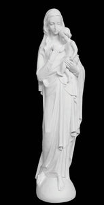 Blessed Virgin Mary with Baby Jesus Marble Statue - 48”H