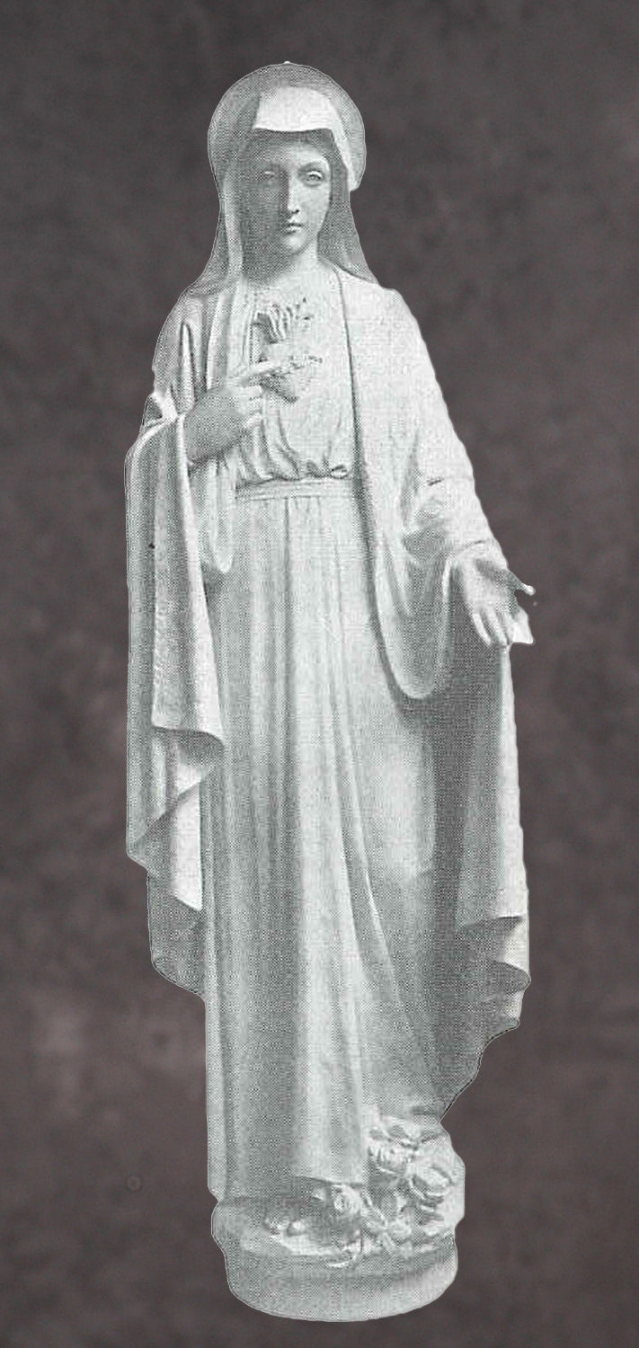 Sacred Heart of Mary Marble Statue Style 1 - 12”H