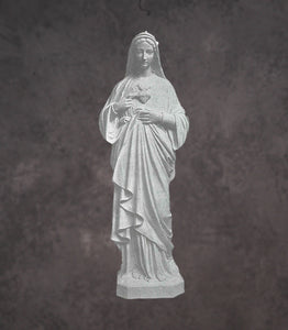 Sacred Heart of Mary Marble Statue Style 3 - 72”H