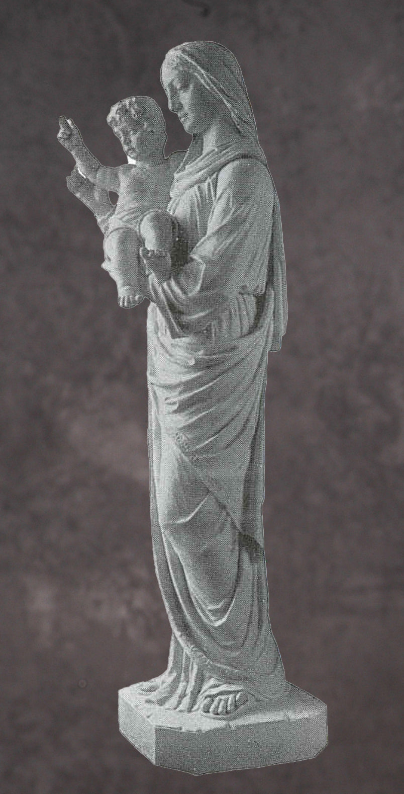 Our Lady With Baby Jesus Marble Statue Style 1 - 72”H