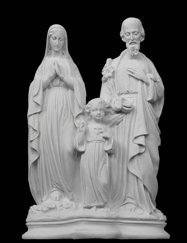 Holy Family Marble Statue with Sacred Heart - 16”H
