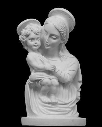 Virgin Mary and Baby Jesus Bust Italian Marble - 9”H