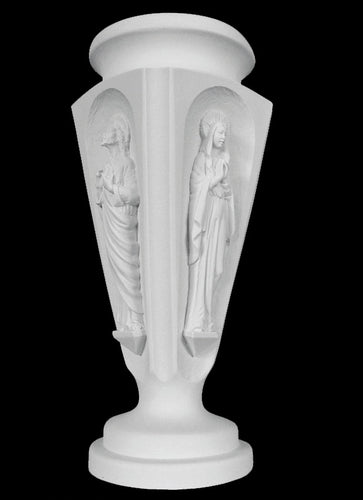 Jesus and Mary Cemetery Marble Vase - 12.6”H