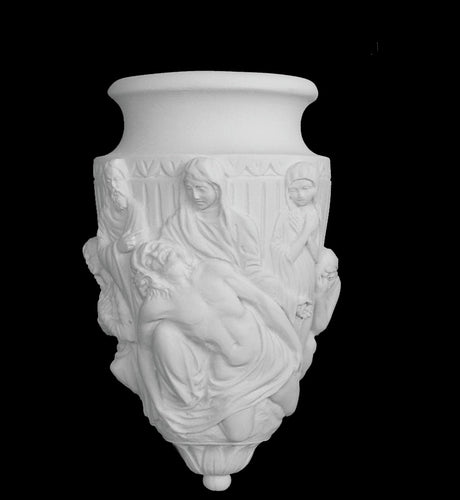 Jesus Crucifixion Cemetery Marble Vase - 8.3”H