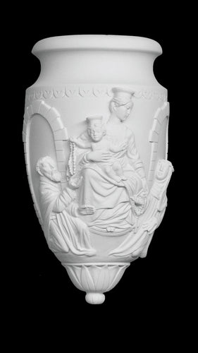 Mary with Baby Jesus Cemetery Marble Vase - 8.3”H