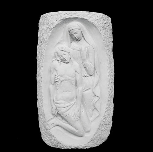 Mary & Jesus Cemetery Catholic Marble Vase - 12”H