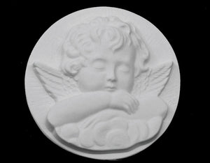 Sleeping Angel Marble Wall Medallion - 4.3”H