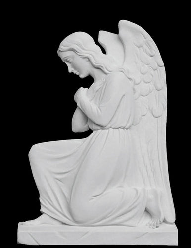 Kneeling Angel Marble Wall Relief Left - 10”H