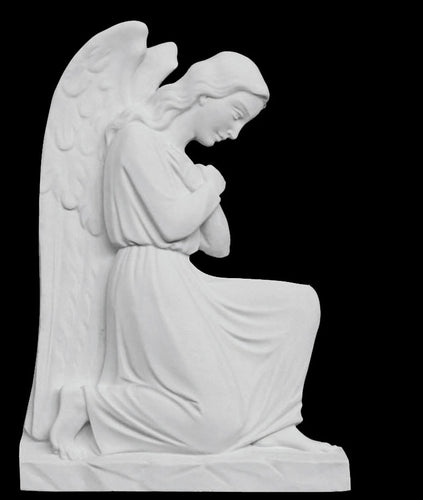 Kneeling Angel Marble Wall Relief Right - 10”H