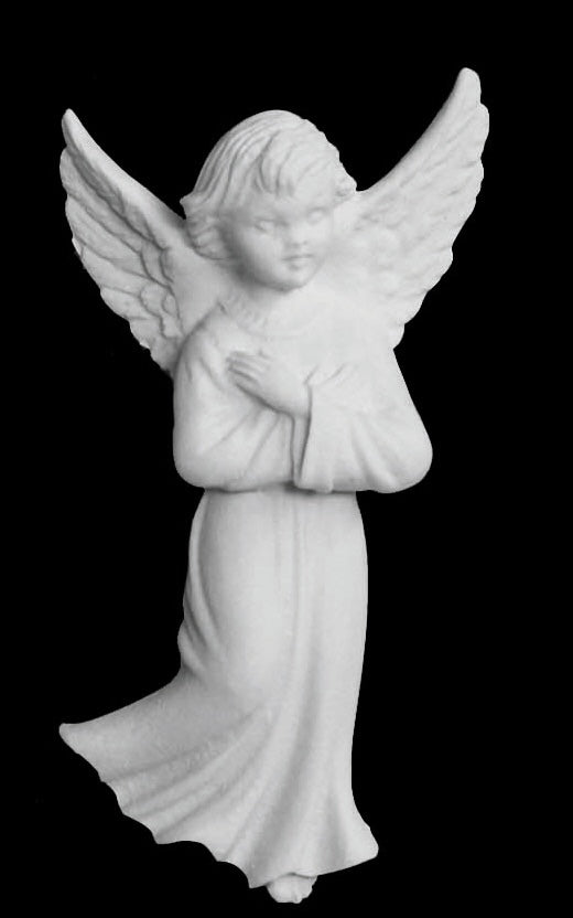 Marble Angel Wall Relief with Crossed Arms Facing Right - 4.3”H