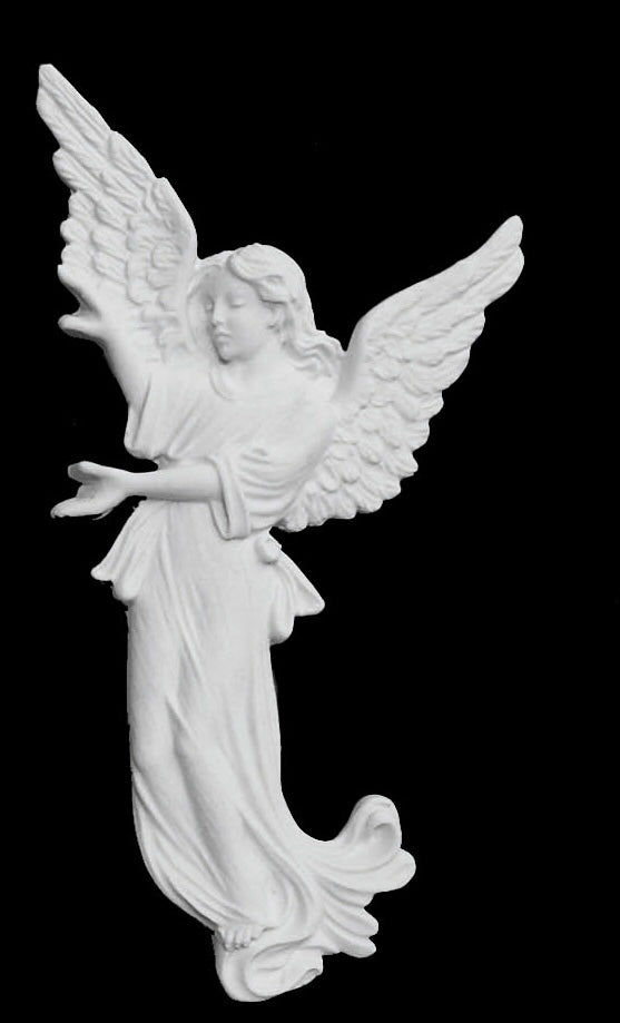 Graceful Angel on the Left Marble Wall Relief - 10”H