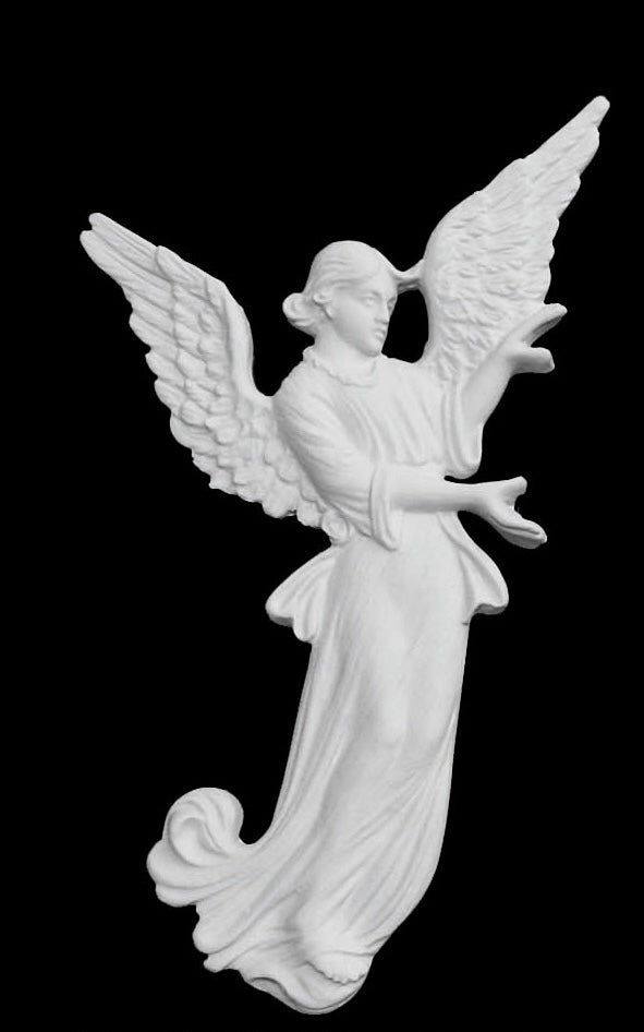 Graceful Angel on the Right Marble Wall Relief - 10”H