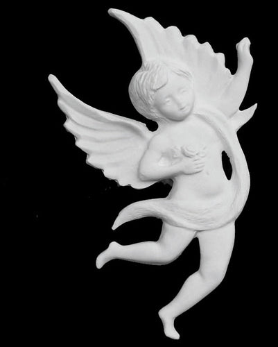 Dancing Angel with Rose Marble Wall Relief - 5.5”H