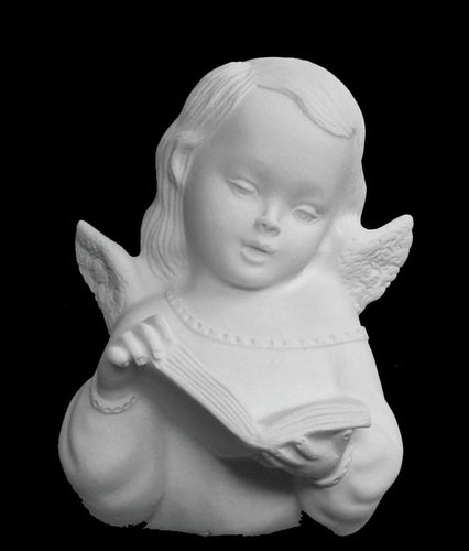 Reading Angel with Book Marble Wall Relief - 5.1”H