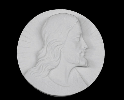 Christ Roundel Marble Wall Relief - 7.5”H