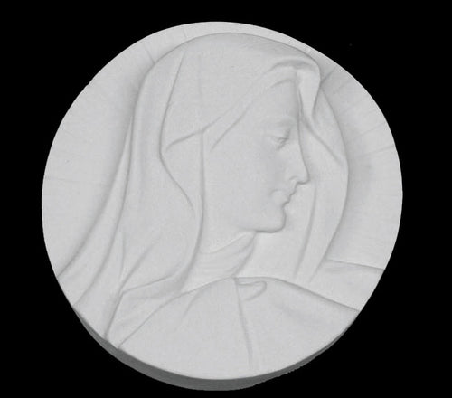 Madonna Marble Wall Plaque and Relief - 5.5”D